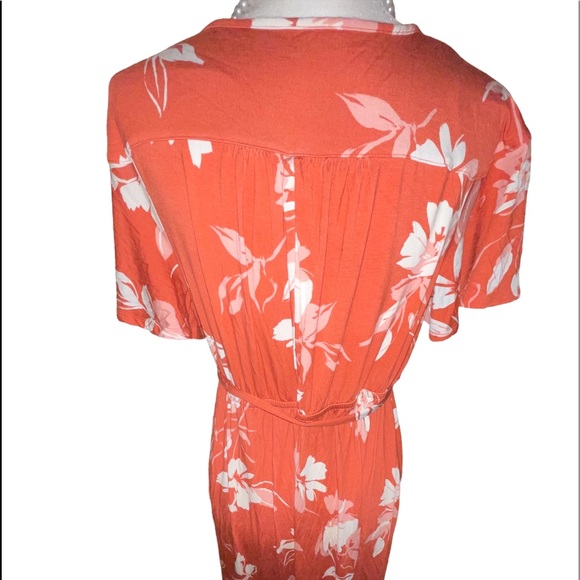 Maternity Isabel coral floral maxi dress v-neck angel sleeves size Large NWT - Picture 6 of 9